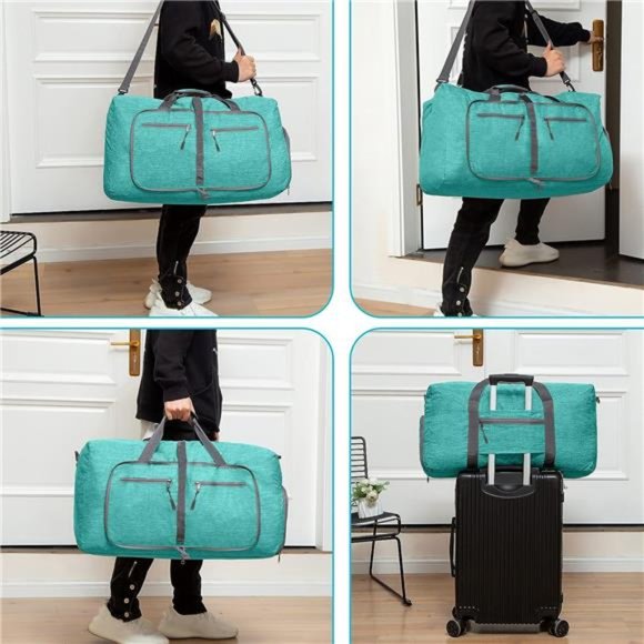Travel Duffle Bag for Men 65L Foldable Travel Duffel Bag with Shoes Compartment - Picture 3 of 6